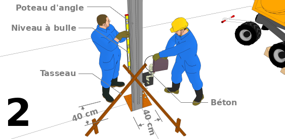 Pose du poteau d’angle