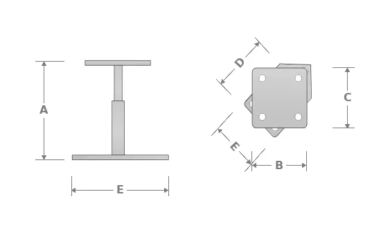 Pieds de poteau pour angle de dalle béton réglable