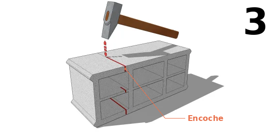 Les encoches sur la base du parpaing