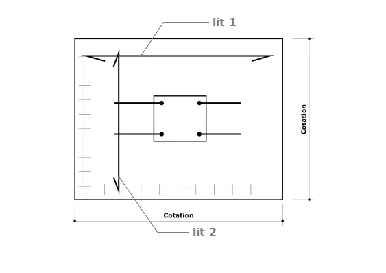 Vue en plan d’une semelle isolée
