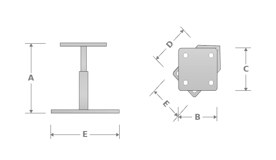 Pieds de poteau pour angle de dalle béton réglable