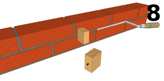 Utilisation du système de clou et le morceau de bois