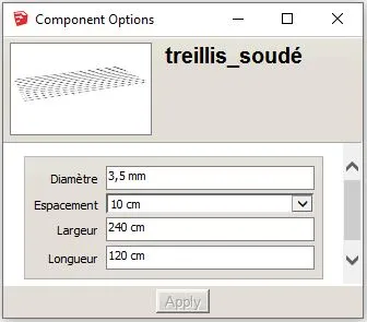 Le menu du composant