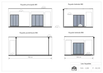 Dimensions RITA_B option toiture béton