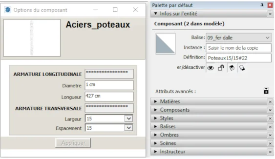 Les dimensions des deux aciers sur la largeur