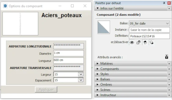 Les dimensions des deux aciers sur la longueur