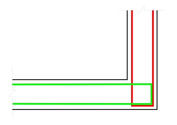 Chaînage vue en plan avec des liaisons en U